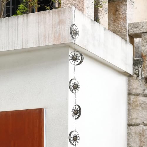 Rain Chain for Gutters Downspouts, Metal Decorative Hanging Chime, 8.5 Feet, Copper F925767