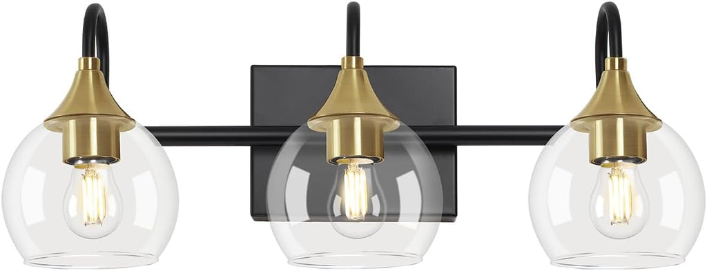 Black Gold Bathroom Vanity Light, 3 Light Wall Sconce for Mirror A7975