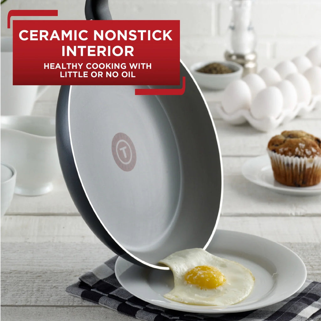 Ceramic Fry Pan Set, 8.5 & 10.5 Inch, Black T5093