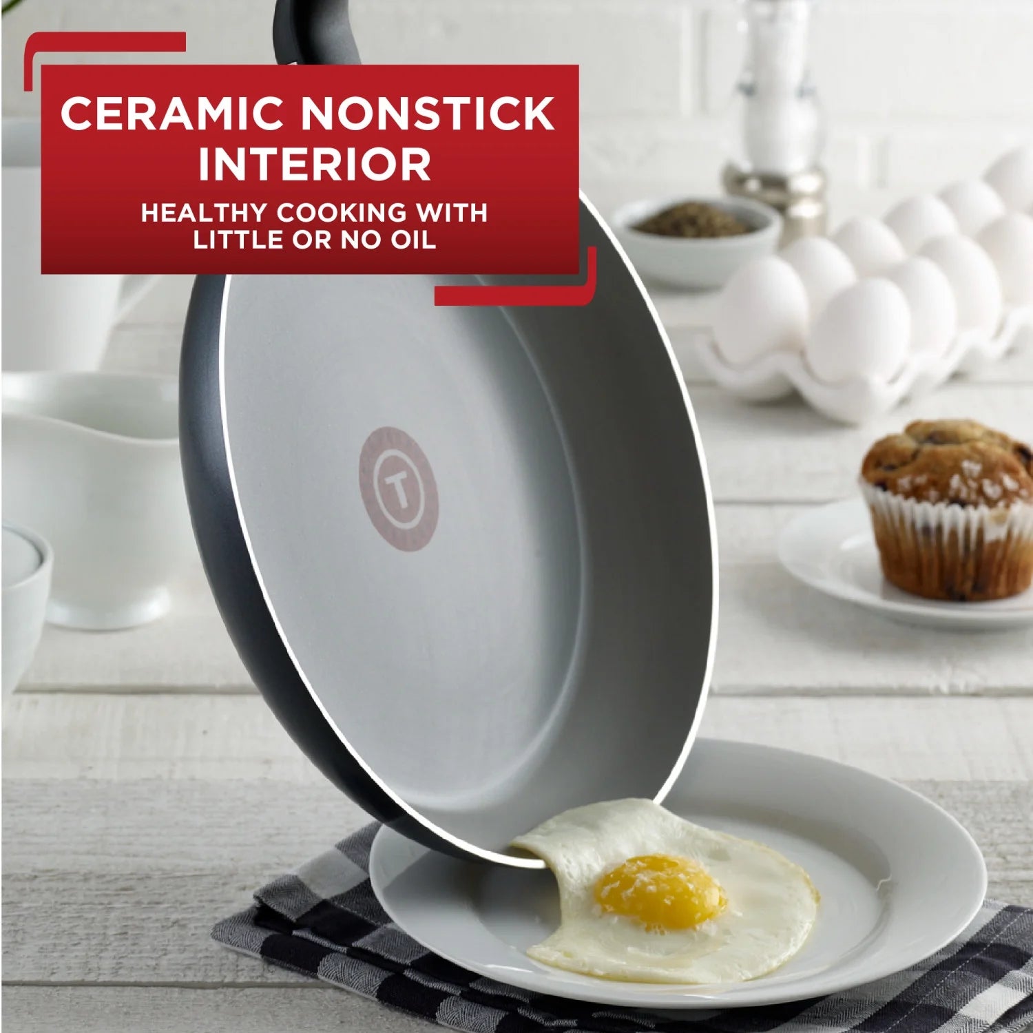 Ceramic Fry Pan Set, 8.5 & 10.5 Inch, Black T5093