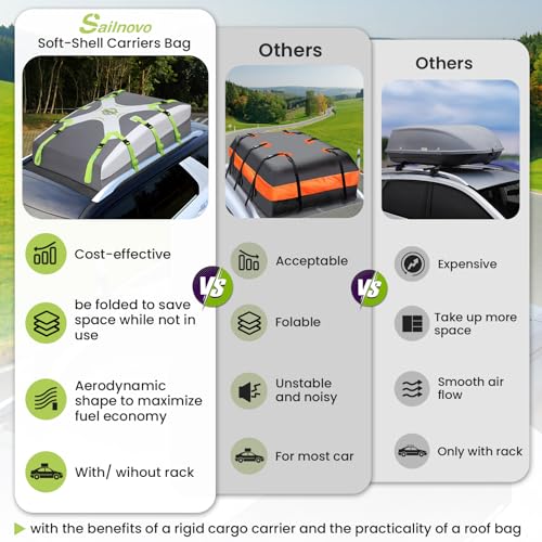 Car Roof Bag Cargo Carrier 20 Cubic, Waterproof with Strap and Anti-Slip Mat Q382