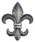 10" Metal Fleur De Lis Wall Plaque/Art with hanger - Rustic Creole Tuscan Decor (Black)