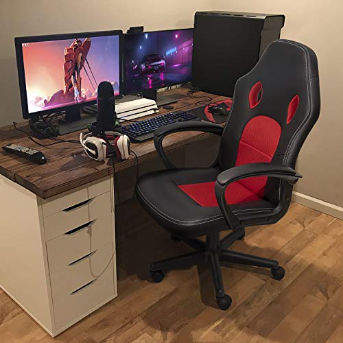 High Back Ergonomic Leather Gaming Chair, Adjustable (Blue) R643180