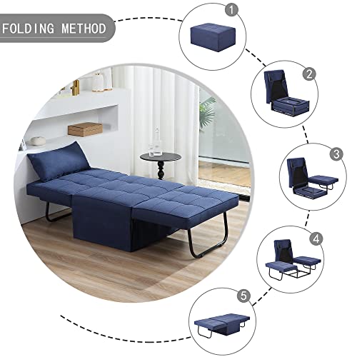 Sofa Bed Folding Ottoman Couch with Adjustable Backrest, Dark Grey C9023