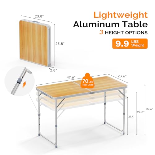3ft Aluminum Folding Camping Table with Carrying Handle L179408