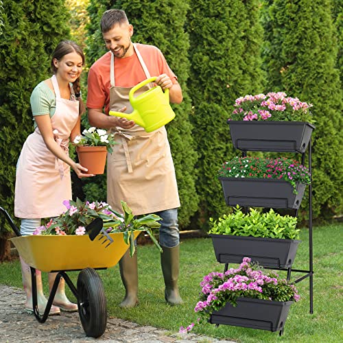 Raised Garden Bed 4 Tier Vertical Planter with Legs for Indoor Outdoor Use V653