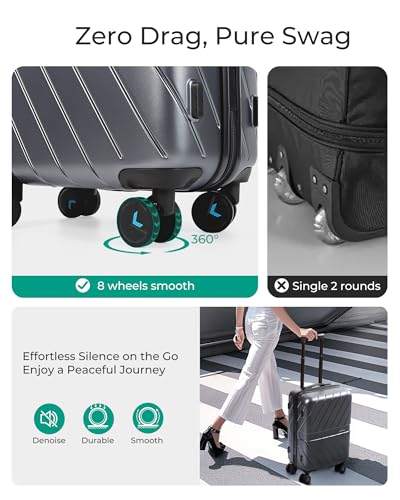 Carry On Luggage 22x14x9 with TSA Lock, Hardside Spinner Suitcase 20 inch Black P3277