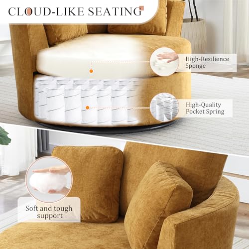 Swivel Barrel Chair with Ottoman for Living Room Bedroom, White W553228