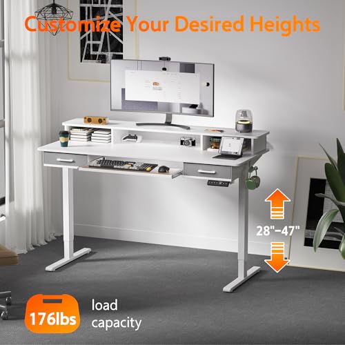 Electric Standing Desk with 2 Drawers, Height Adjustable for Home Office B137