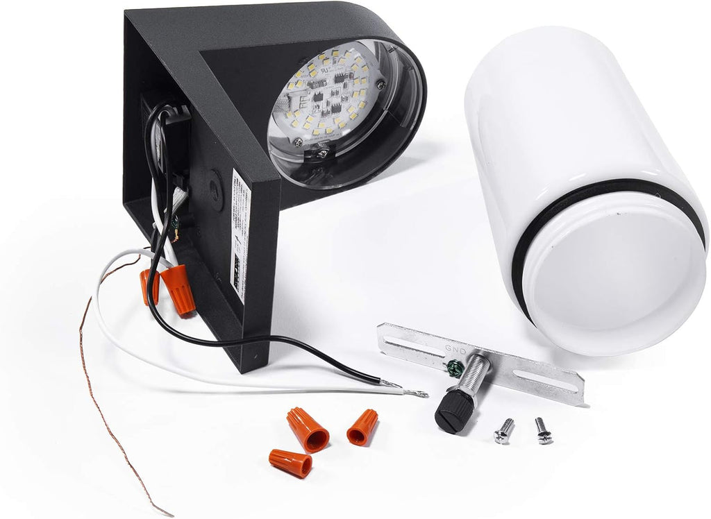 Modern LED Jelly Jar Light, Dusk to Dawn Photocell, Wet Location, 900 Lumens, Black Cast Aluminum R13353