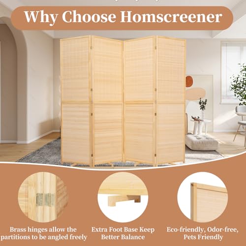 Bamboo Room Divider Folding Privacy Screen 4 Panel Freestanding F401