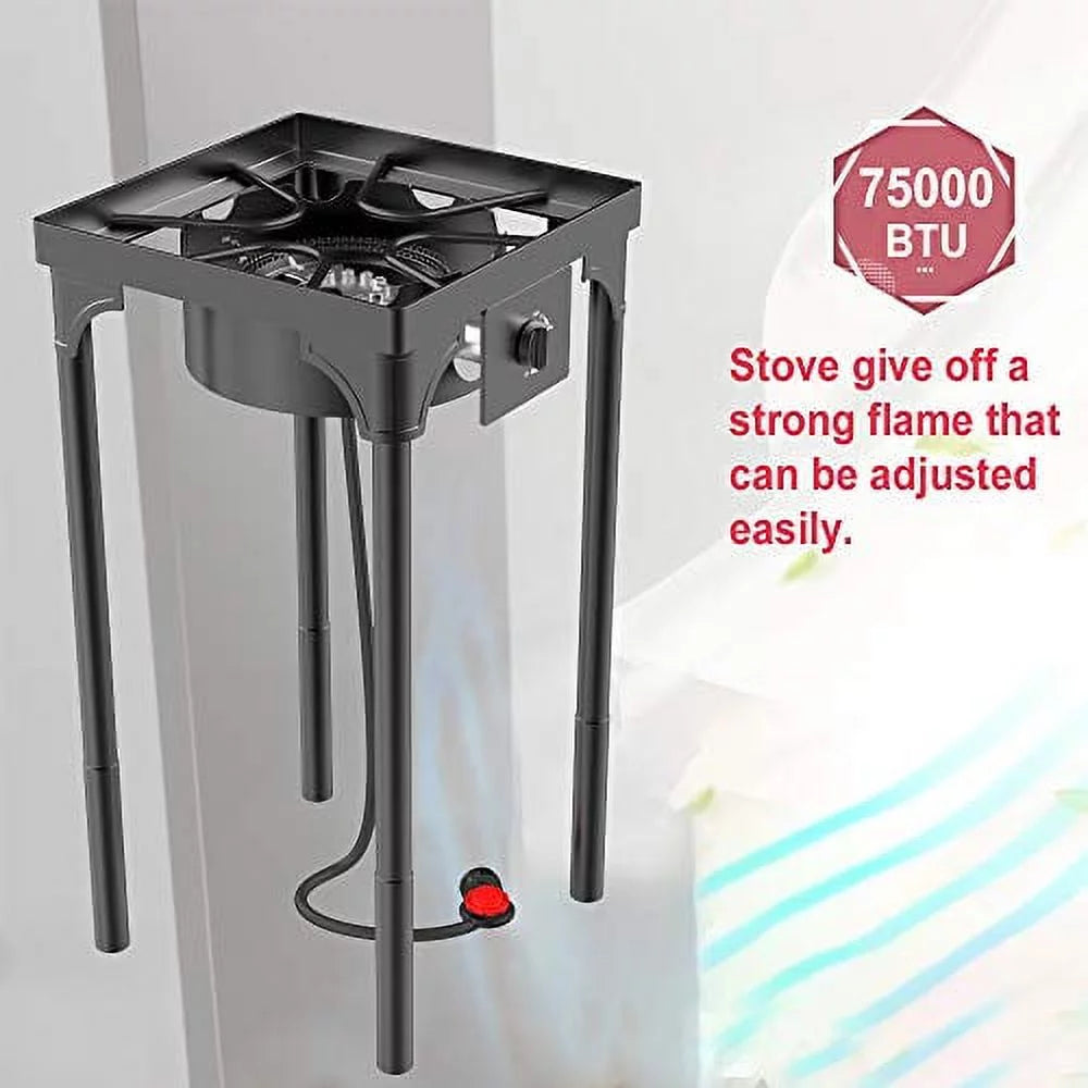 Portable Propane Stove, Single Burner with Gas Hose and Detachable Legs W2767