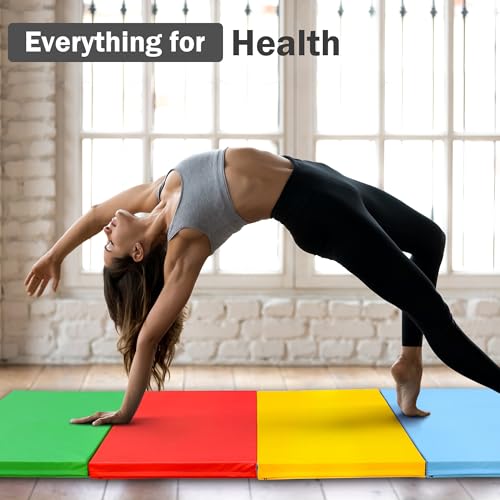 Folding Exercise Gymnastics Mat 4x10x3 Inch with Carrying Handles G881552