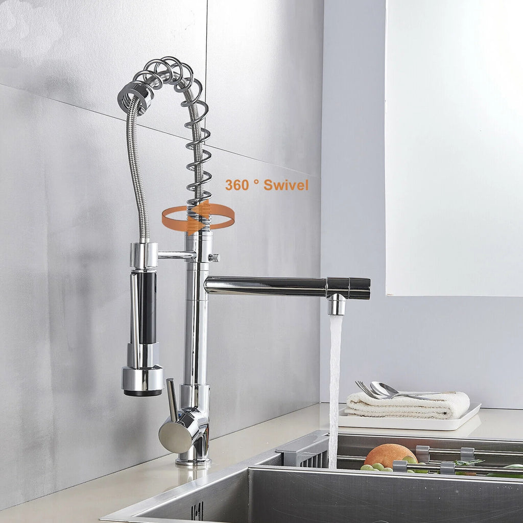Commercial Kitchen Faucet with Pull Down Sprayer, Brushed Nickel B920068