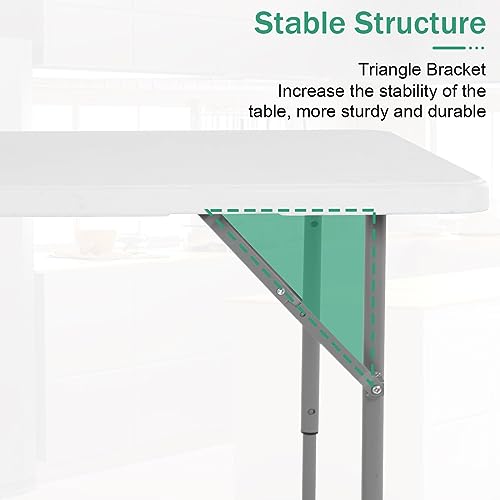 Heavy Duty Plastic Folding Table with Carrying Handle, Adjustable Height R958430