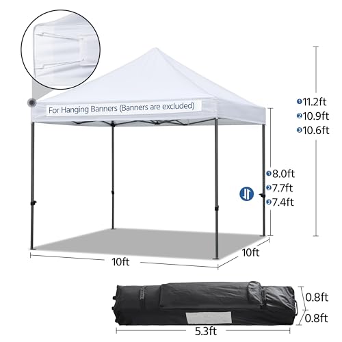 Heavy Duty Pop Up Canopy Tent 10x20 with Wheeled Carry Bag, White X6840