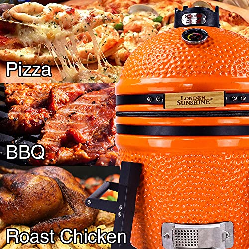 Ceramic Kamado Charcoal BBQ Grill and Smoker, 15 Inch with Tall Stand W2109