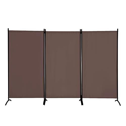 4 Panel Folding Room Divider Privacy Screen with Steel Frame P539789