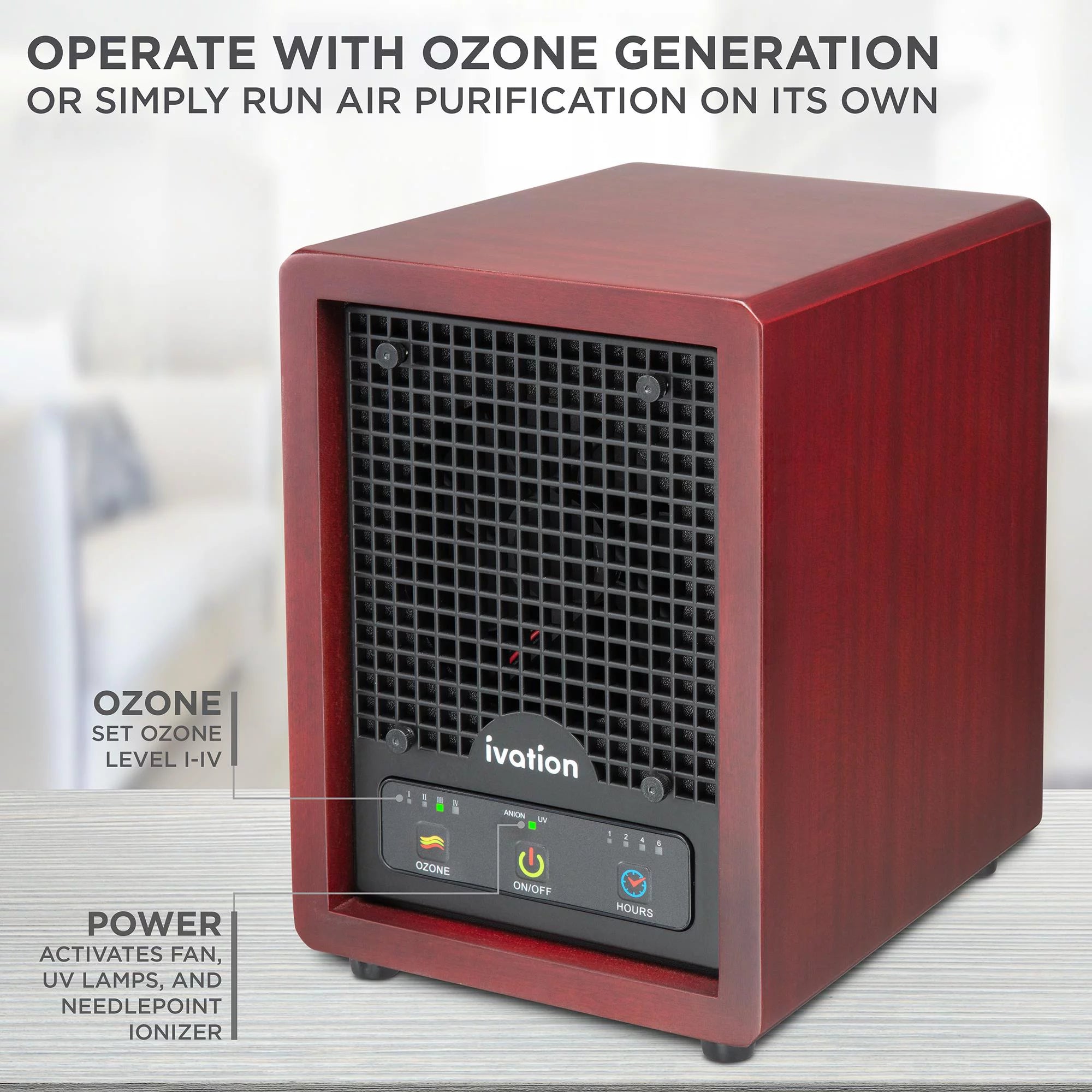 Portable Ozone Air Purifier with Multi-Level Filtration and UV Lamps N2980