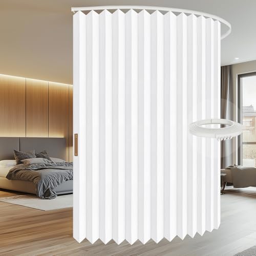 Accordion Room Divider Curtains with Ceiling Track, Grey, W100 x L84 J296
