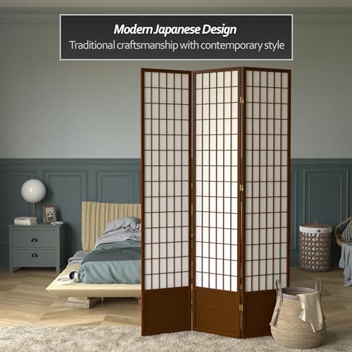 7 ft. Tall Window Pane Shoji Screen Room Divider, 3 Panels T5246