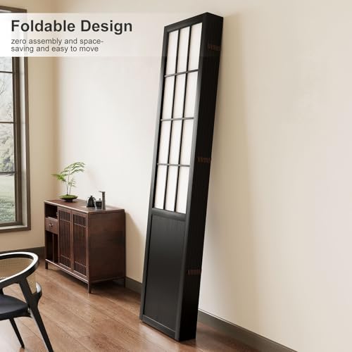 Japanese Shoji Folding Room Divider, 4 Panels, Black T762554