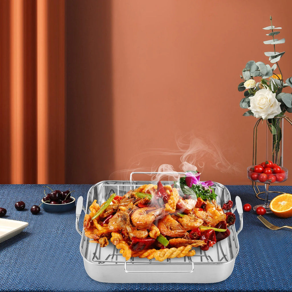 Stainless Steel Roasting Pan with Nonstick Rack, 16.5" x 12" D905332
