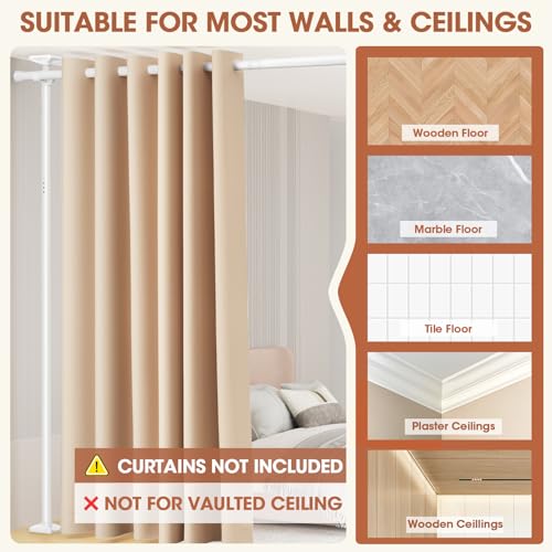 Room Divider Curtain Rod, No Drilling, Adjustable 4-10ft Height, Black W79312