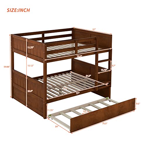 Twin Over Full Bunk Bed with Slide and Stairs for Kids E212