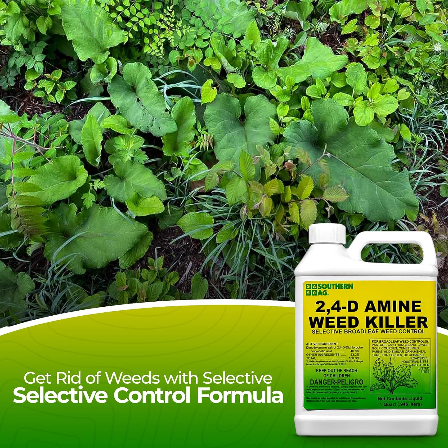Heavy Duty Weed Killer for Lawns, Concentrated Liquid, 1 Qt 2-Pack E917840