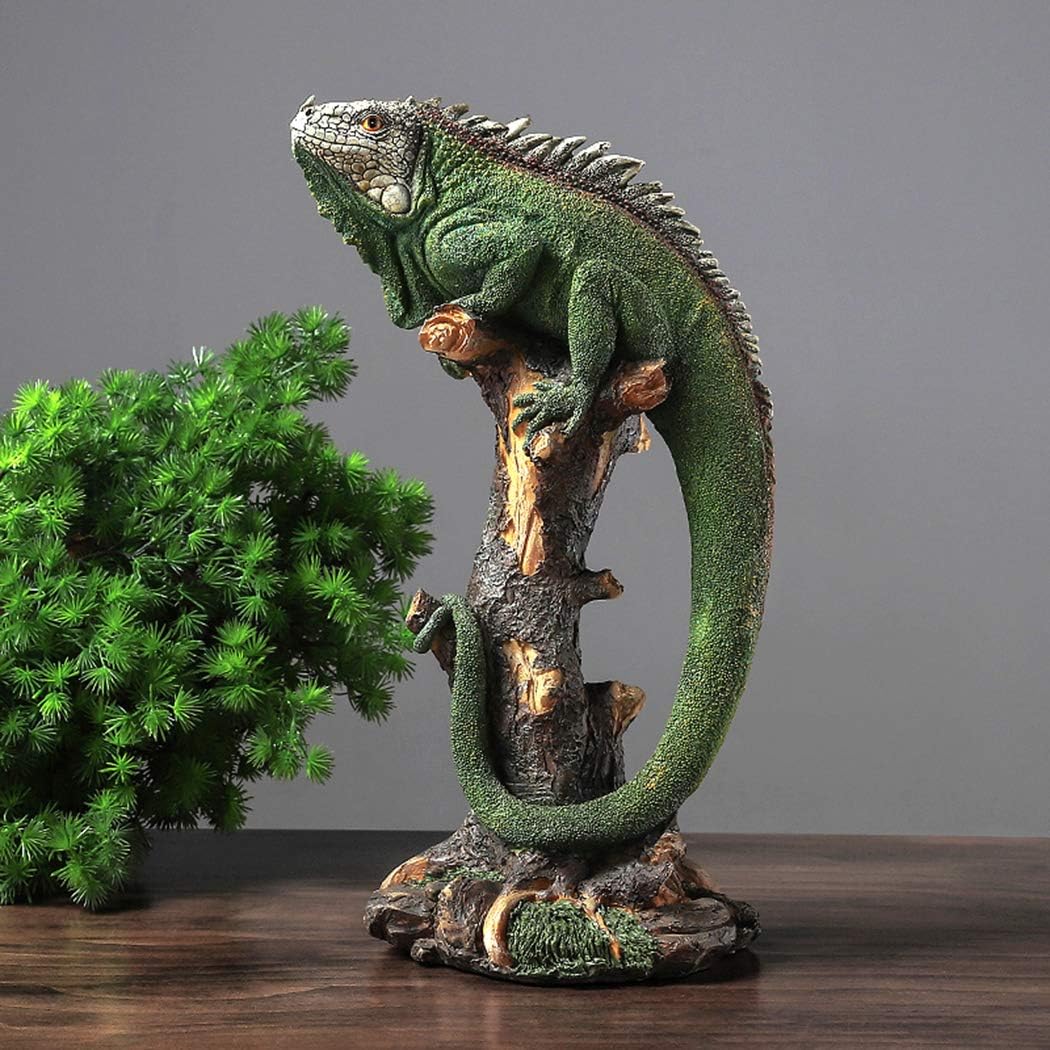 14 Inch Lizard Statue Resin Sculpture Decor Figurines for Home Decor Accents, Living Room Bedroom Office Decoration - Animal Sculptures Collection for Lizard Lovers