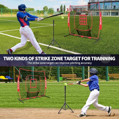 Baseball & Softball Practice Net with Bow Frame, Portable with Batting Tee and Carry Bag F660