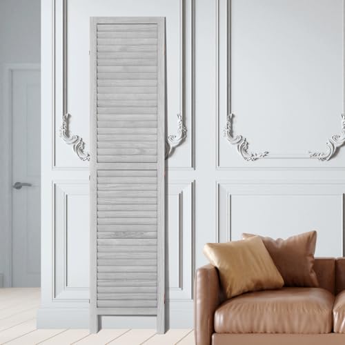 Wood Room Divider, 4 Panel Folding Privacy Screen, 66.9 Inches Tall, Indoor Wooden Partition A907