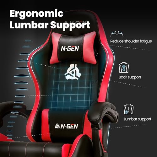 Gaming Chair with Footrest Lumbar Support High Back Recliner Ergonomic Leather Q8605