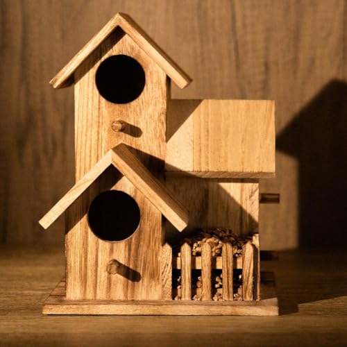 Wooden Bird House for Outdoor Hanging, Handmade Natural for Backyard Decor Y1673