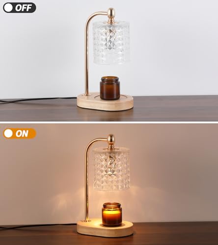 Candle Warmer Lamp with Timer and Dimmer, Electric Gold Wax Warmer with 2 Bulbs X508415