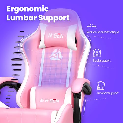 Gaming Chair with Footrest Lumbar Support High Back Recliner Ergonomic Leather Q8605