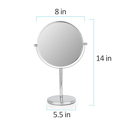 8" LED Lighted Makeup Mirror, 1x/10x Magnifying, Rechargeable, 360° Rotation F4760