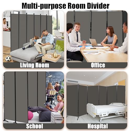 4 Panel Folding Room Divider Privacy Screen with Steel Frame P539789