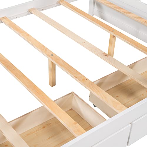 Twin Over Full Bunk Bed with Slide and Stairs for Kids E212