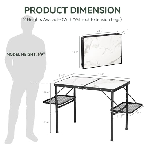 Folding Camping Table Small 2ft Portable Aluminum W647