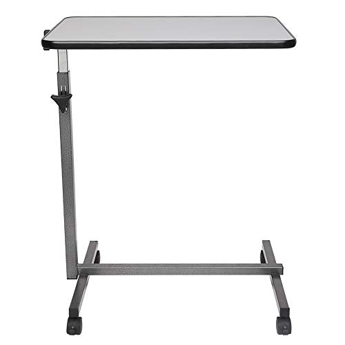 Tilting Overbed Table with Wheels and Brake, Adjustable Bedside Table for Hospital and Home Use T839