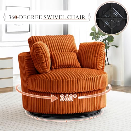 Swivel Barrel Chair with Ottoman for Living Room Bedroom, White W553228