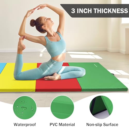 Folding Exercise Gymnastics Mat 4x10x3 Inch with Carrying Handles G881552