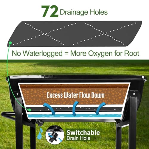 Metal Raised Planter Box on Wheels with Gardening Kit, Mobile Garden Bed Cart with Legs O92275