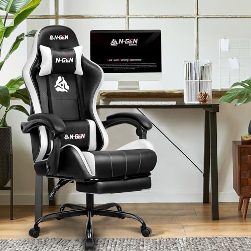 Ergonomic High Back Gaming Chair with Footrest PU Leather Recliner O1049