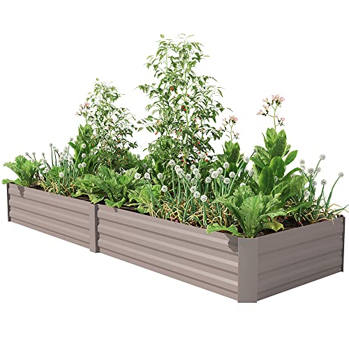 Outdoor Galvanized Raised Garden Bed, Steel Planter Box for Vegetables, 8x2x1FT Gray H86789