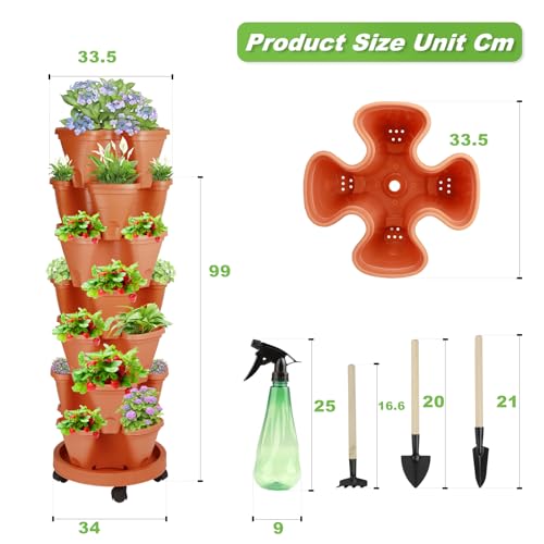 7 Tier Vertical Garden Planter with Watering Bottle and Wheels M160312
