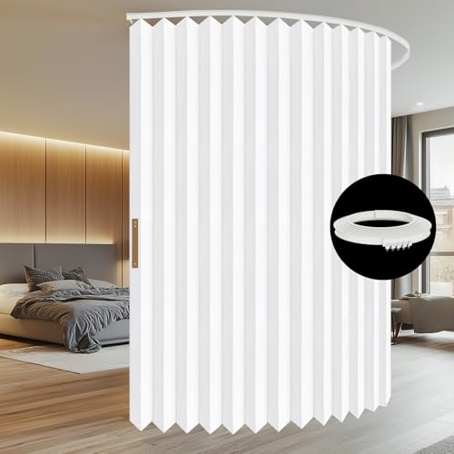 Accordion Room Divider Curtains with Ceiling Track, Grey, W100 x L84 J296
