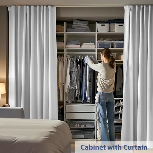 Ceiling Mounted Room Divider Curtain Track Set, Blackout Panel, White Rail, 8.3 x 7 ft K66131